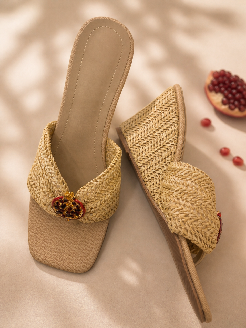 Pomegranate Glow Raffia Platforms