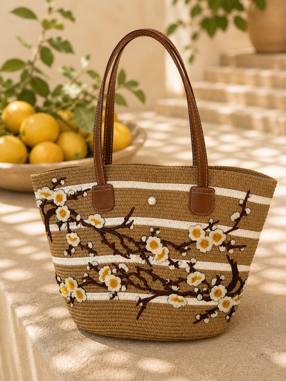 Amber Blossom Luxe Shoulder Tote