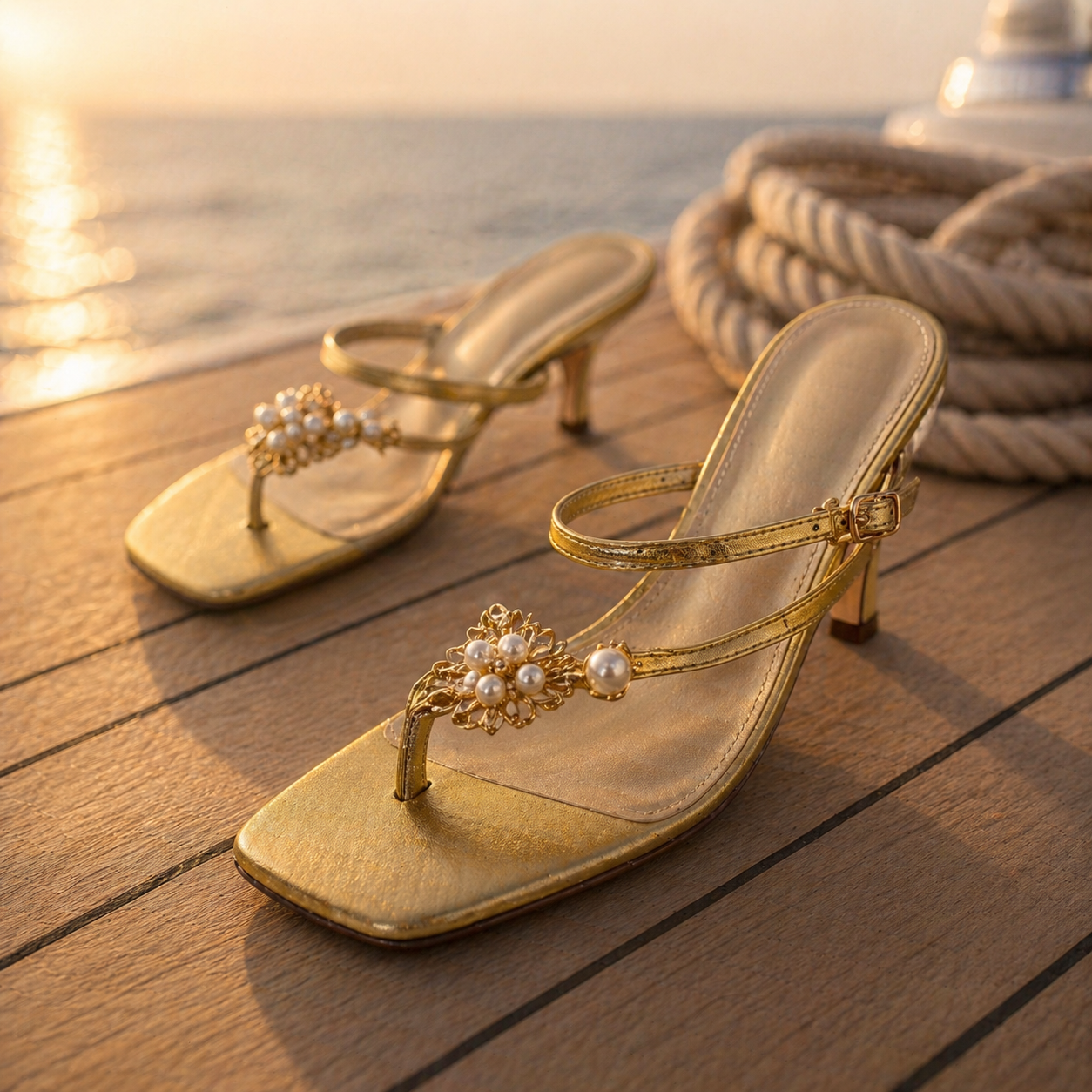 GOLDEN TIDE PEARL MINI HEELS