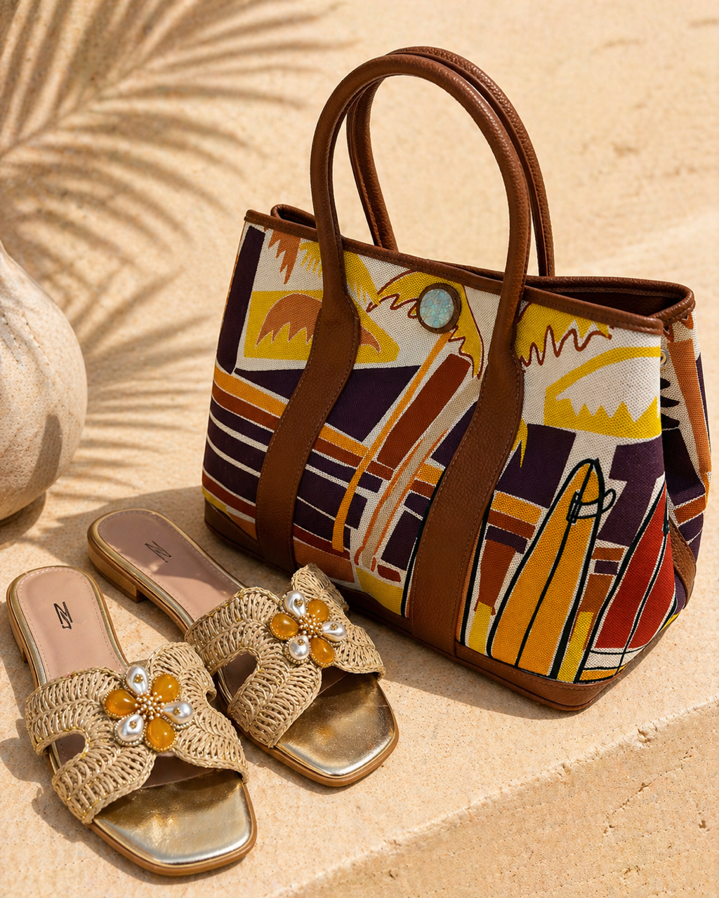 Sunset Riviera Canvas Tote