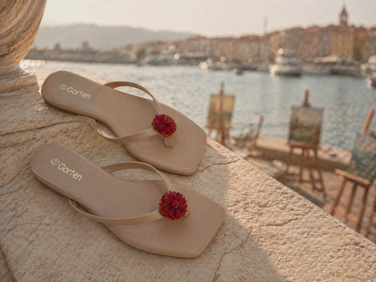 Ruby Blossom Nude Sandals