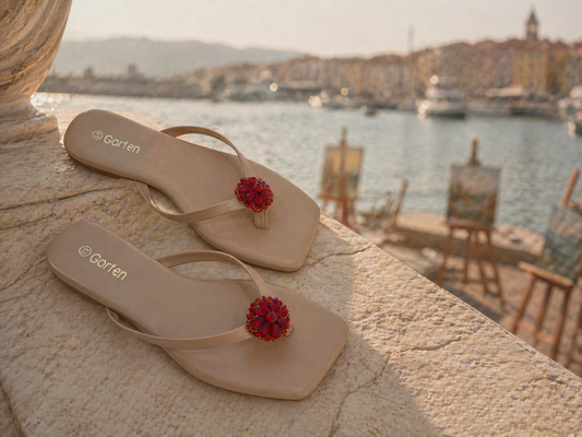 Ruby Blossom Nude Sandals