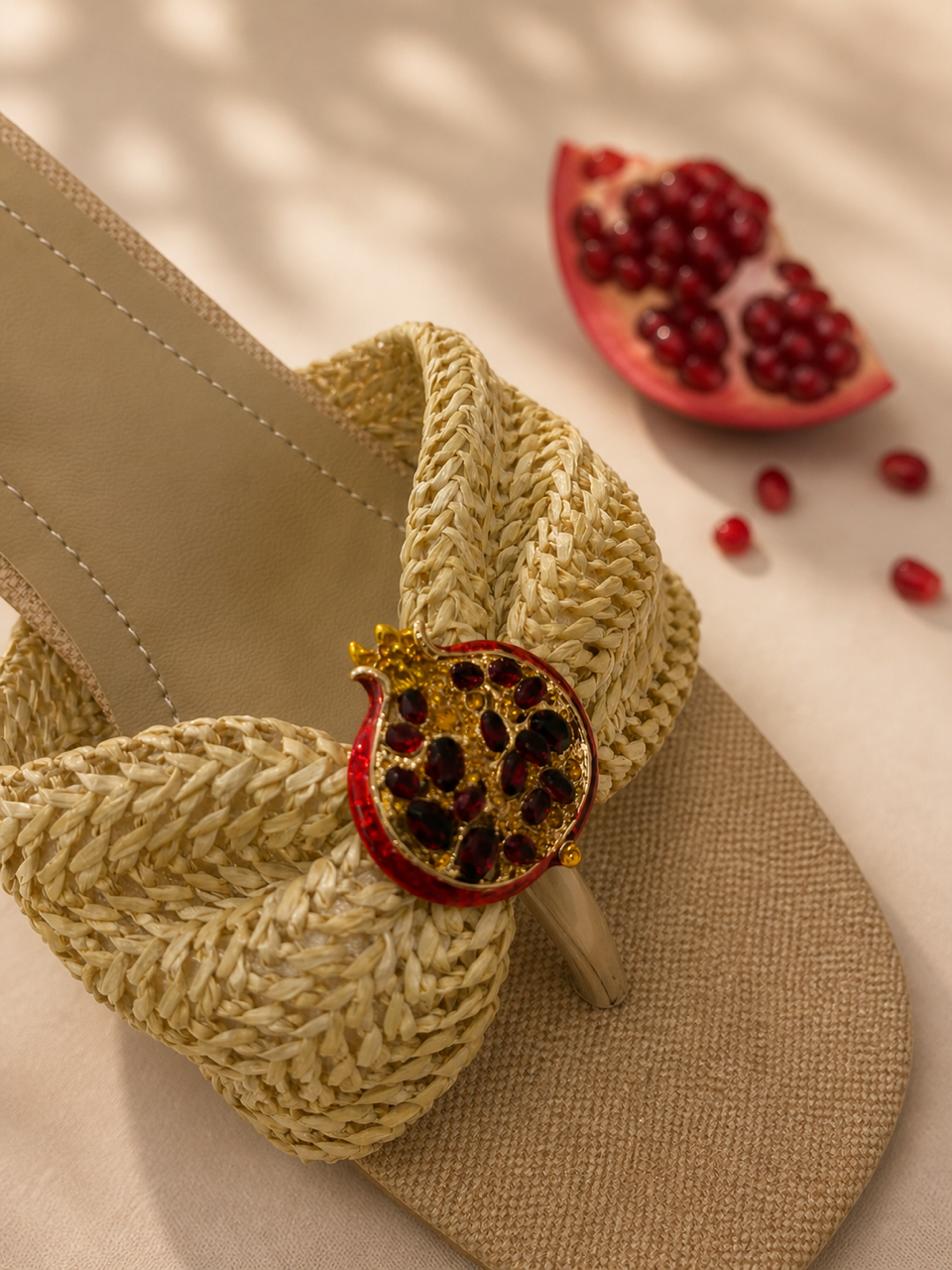 Pomegranate Glow Raffia Platforms