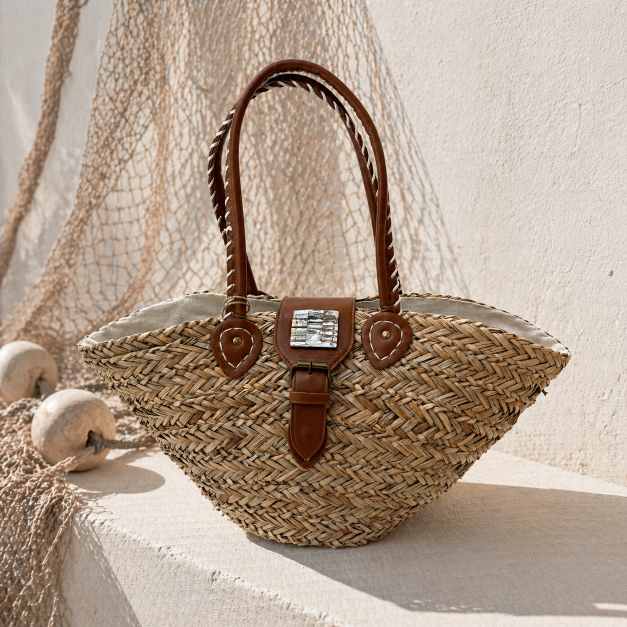 Coastal Élégance Woven Tote