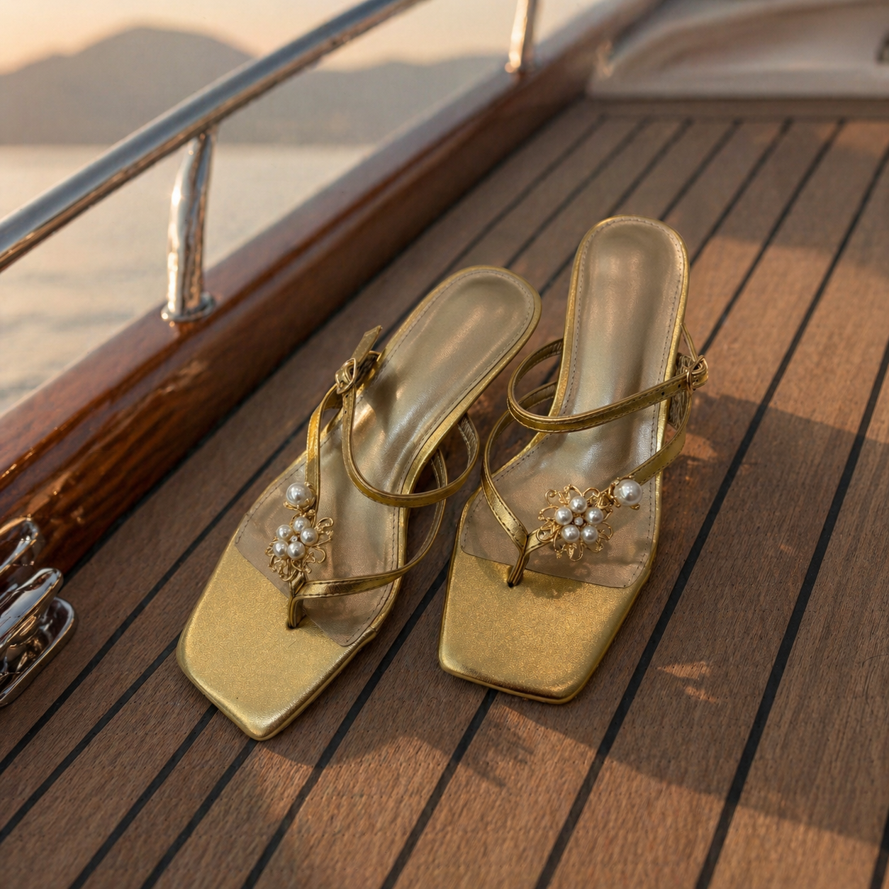 GOLDEN TIDE PEARL MINI HEELS