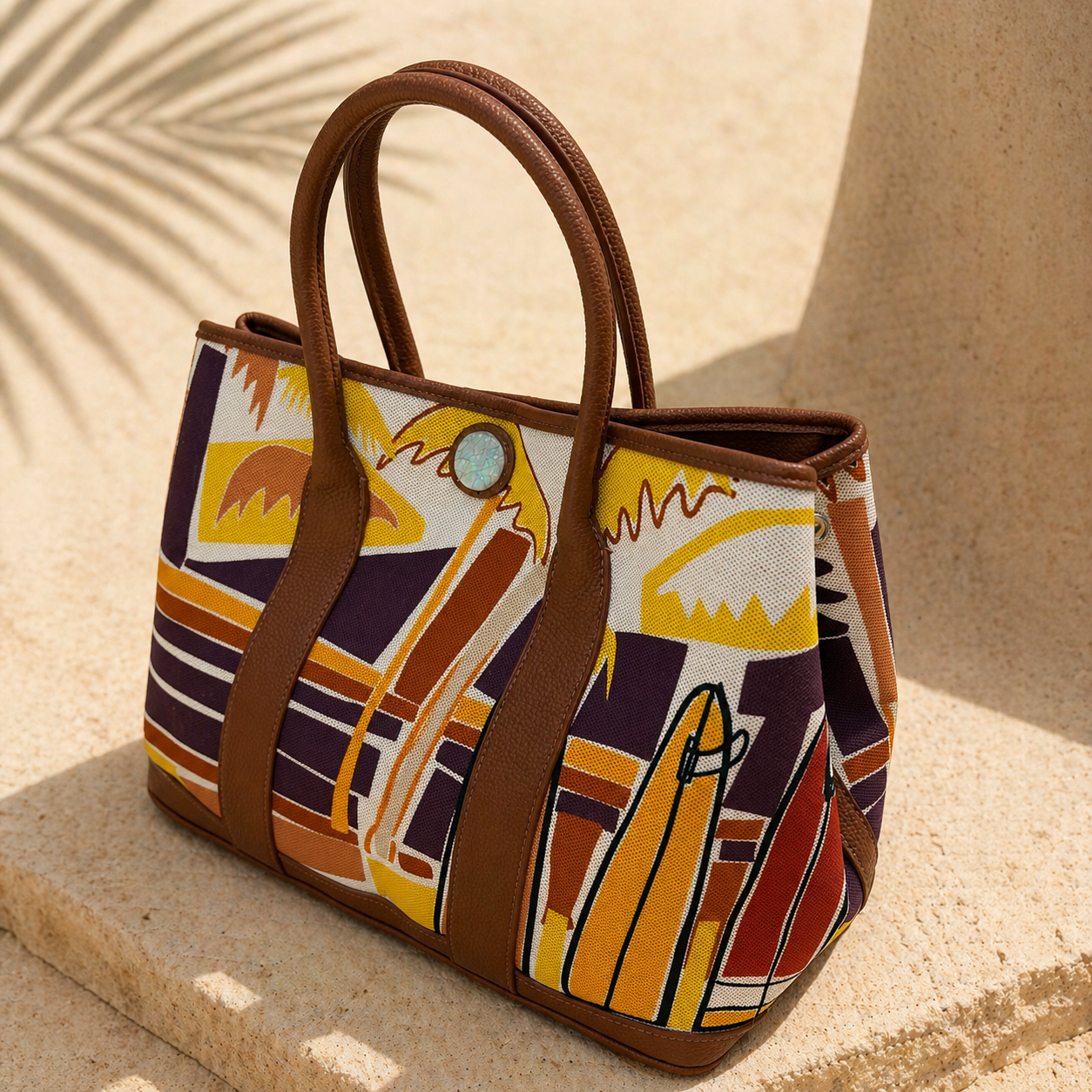 Sunset Riviera Canvas Tote