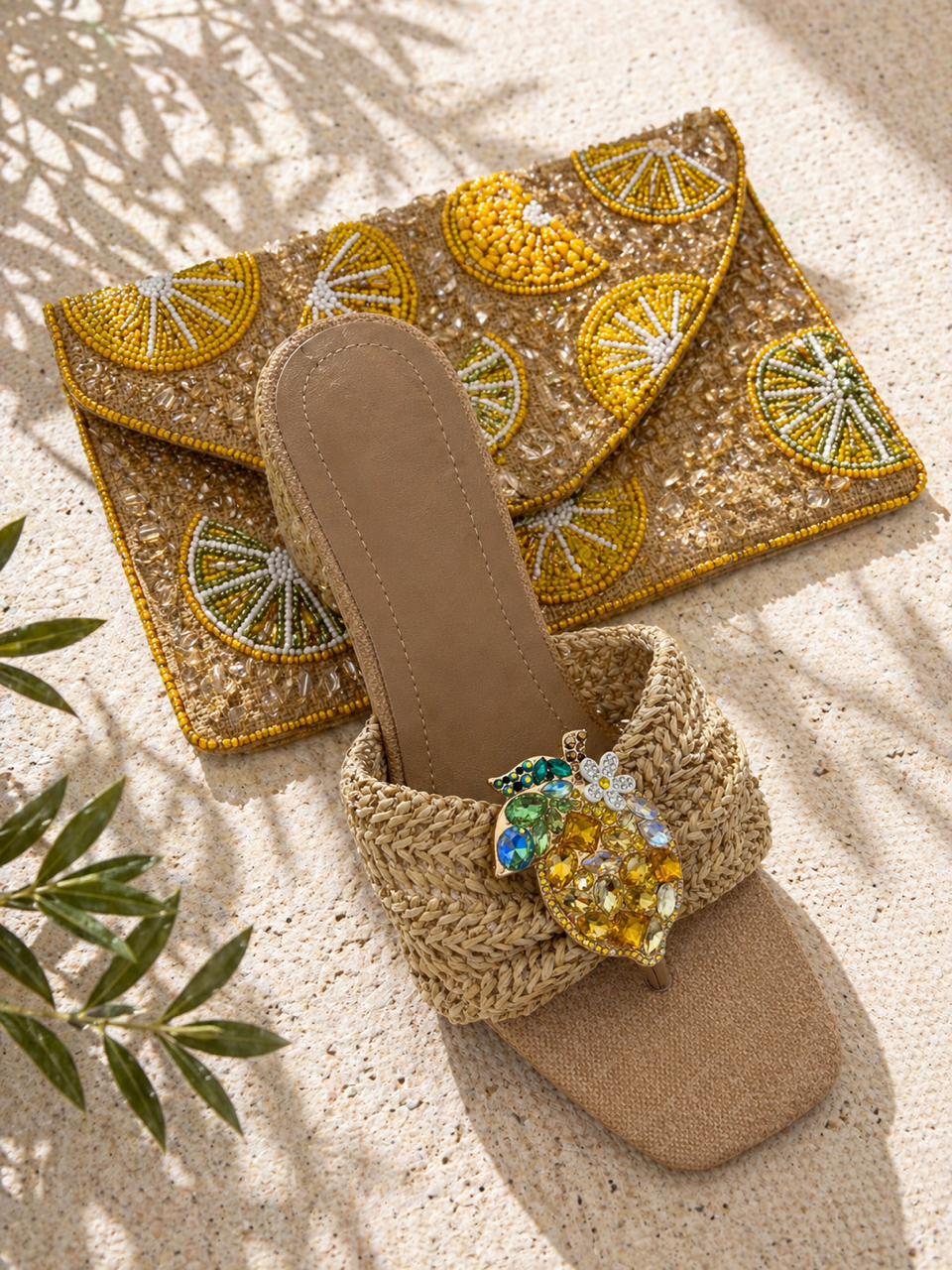 Citrus Jewel Raffia Heels