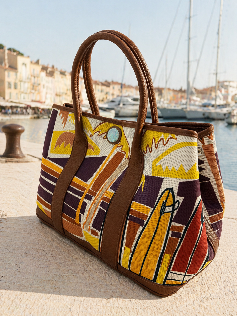 Sunset Riviera Canvas Tote