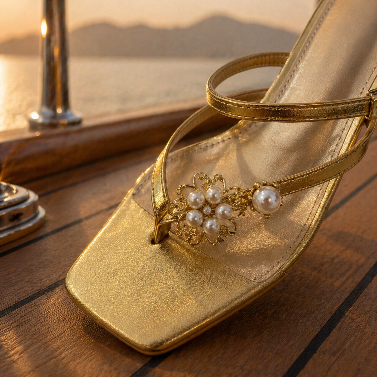 GOLDEN TIDE PEARL MINI HEELS