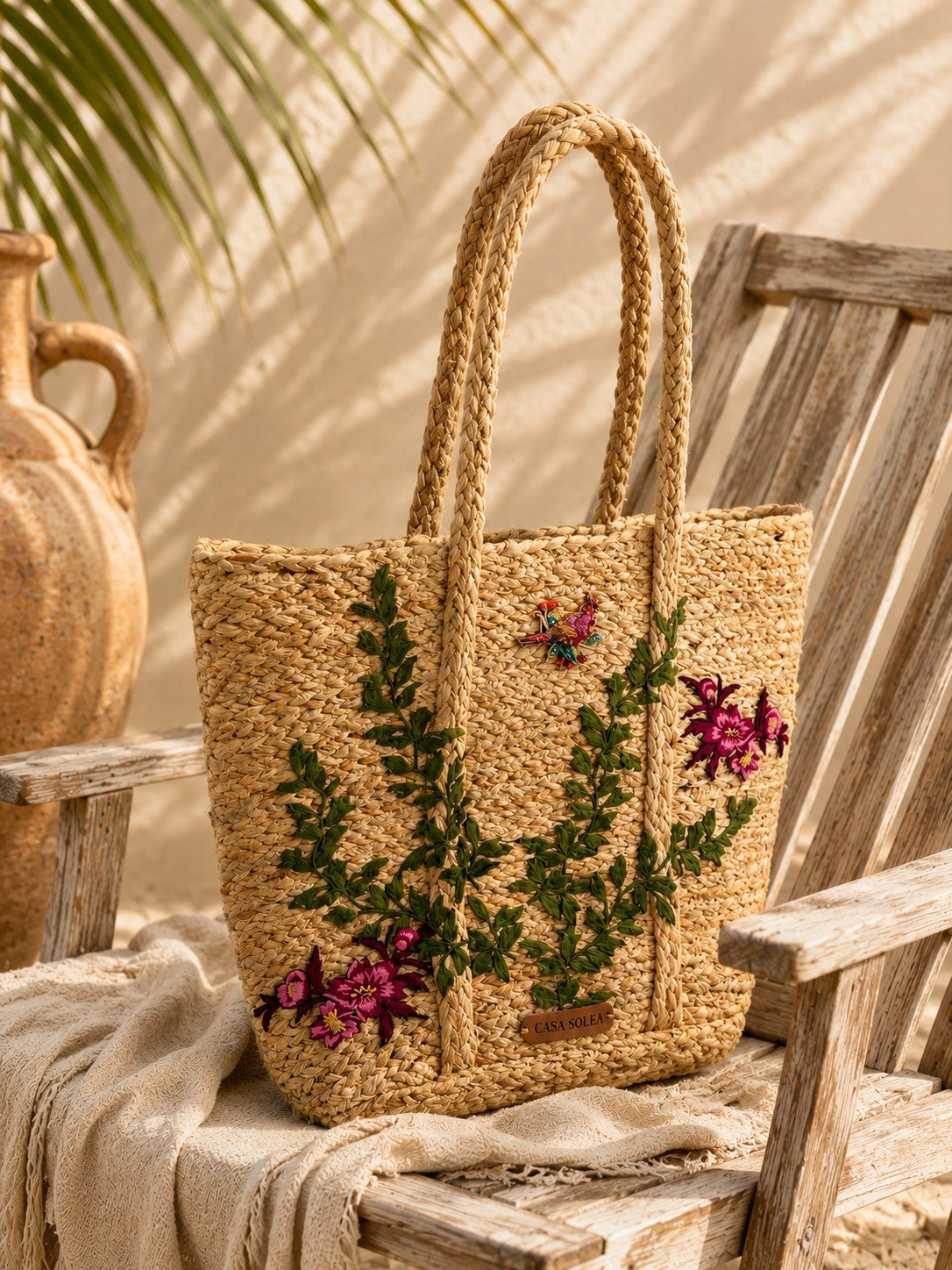 Botanical Bliss Straw Tote