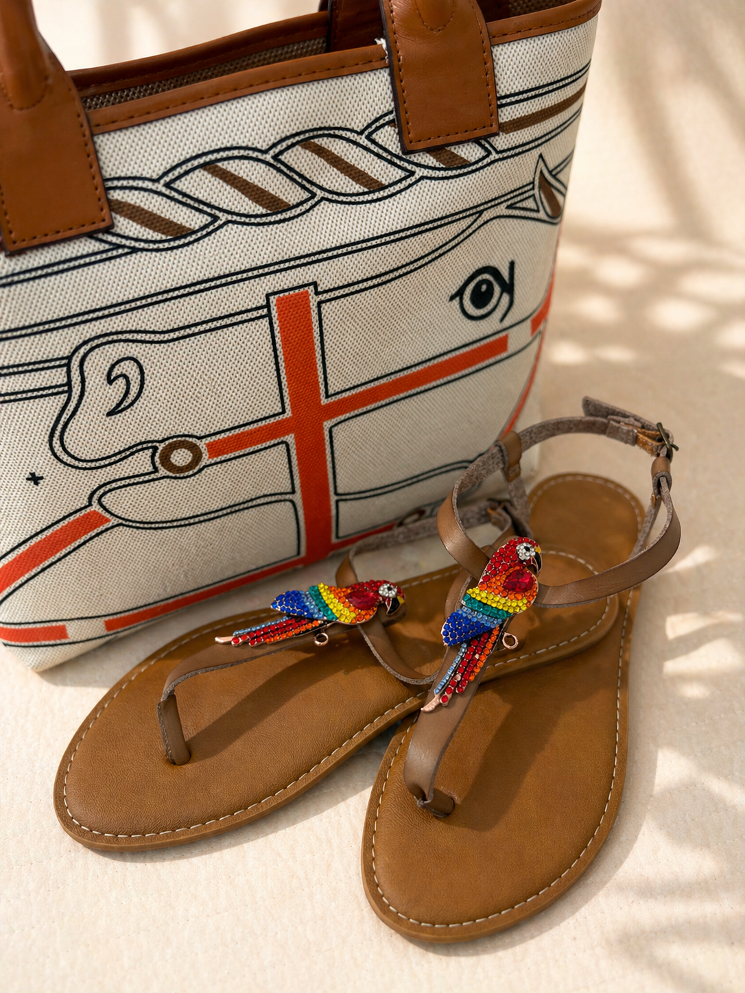 Heritage Print Structured Canvas Tote