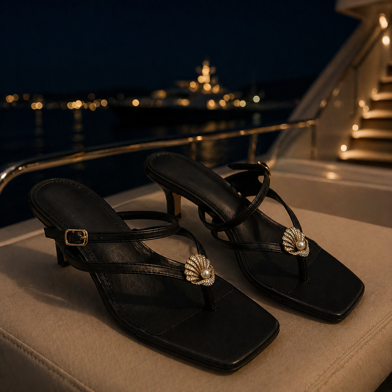 Midnight Conch Mini Heels