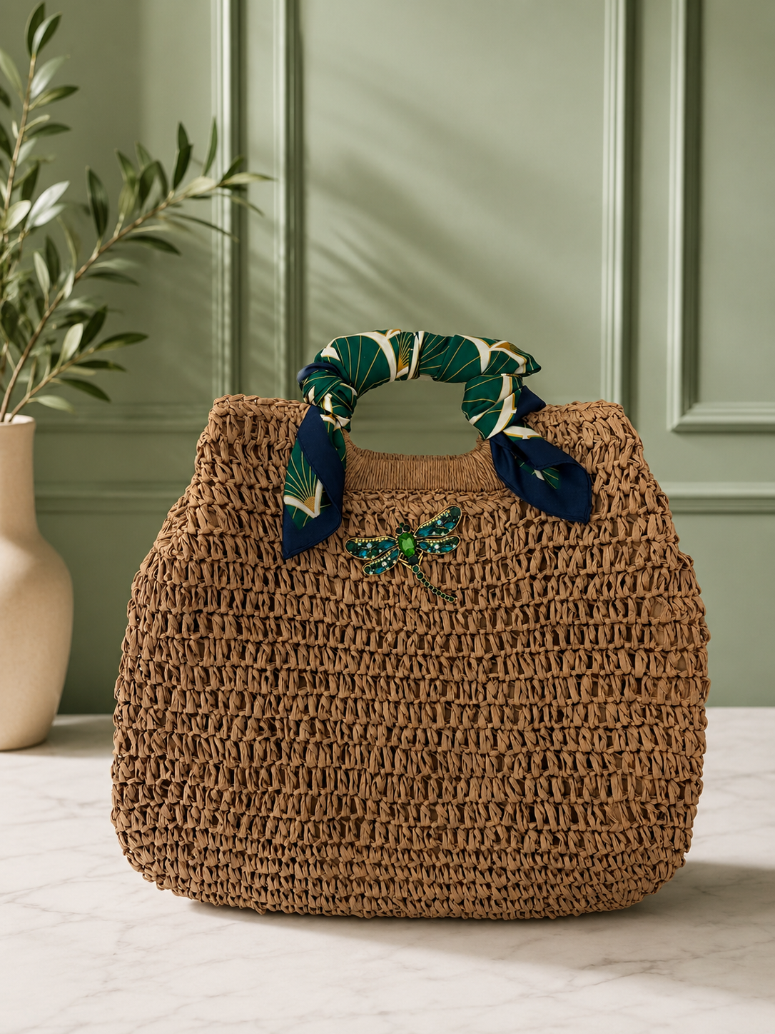 Émeraude Dragonfly Woven Tote