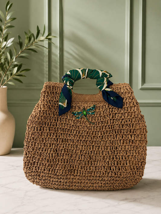 Émeraude Dragonfly Woven Tote