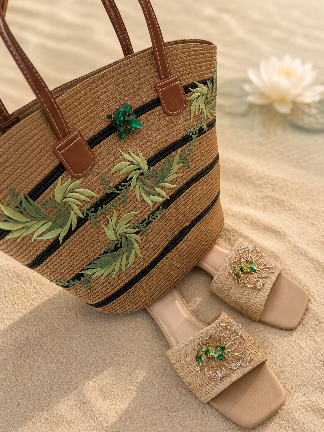 Emerald Palm Luxe Tote