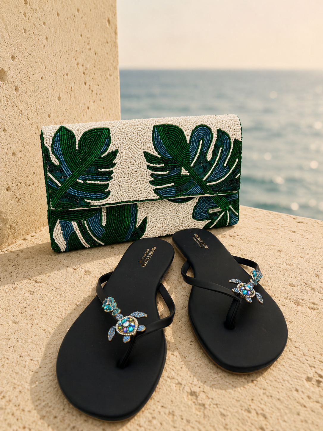 Emerald Tide Beaded Clutch