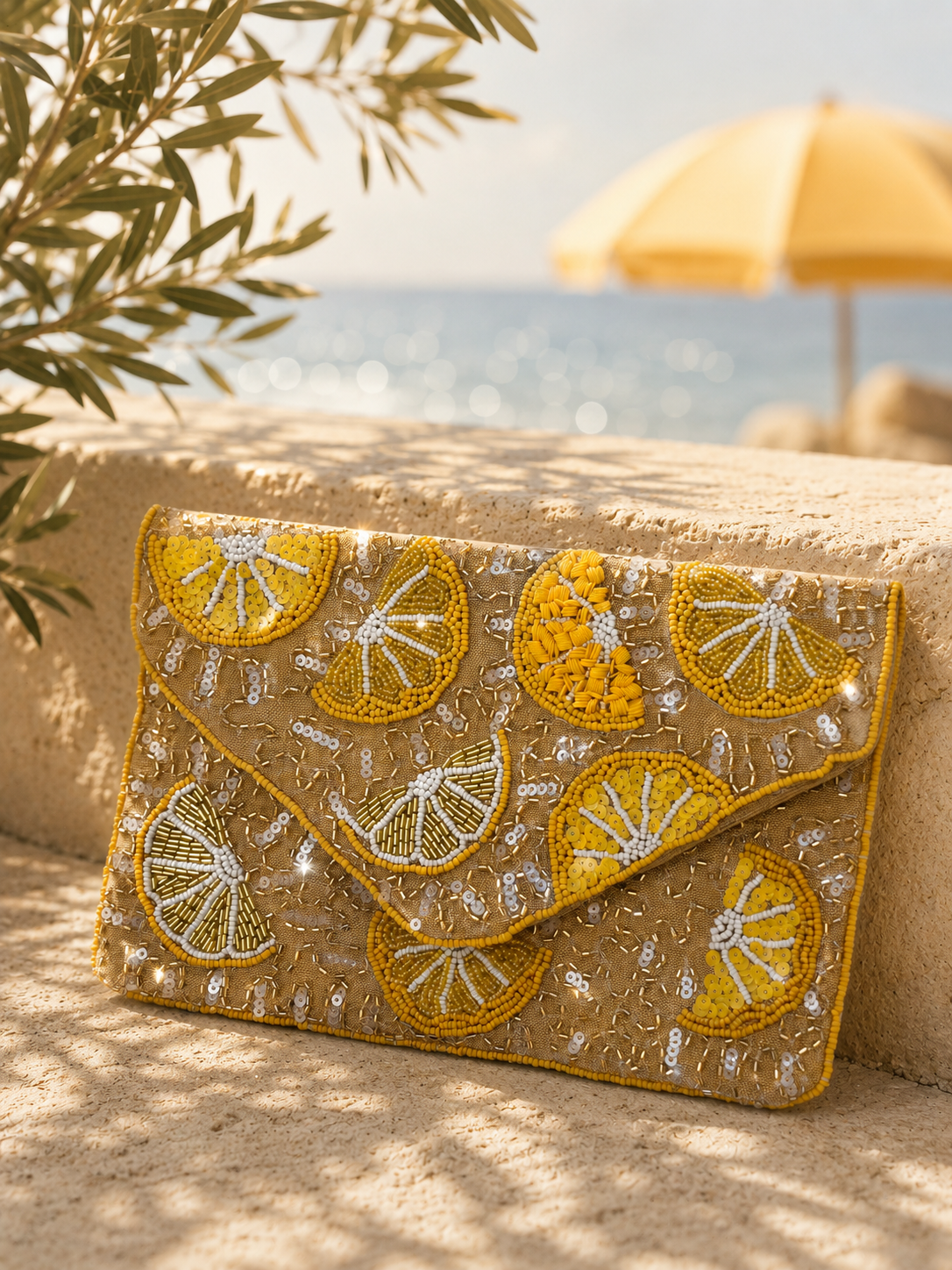 Citrus Soleil Beaded Clutch