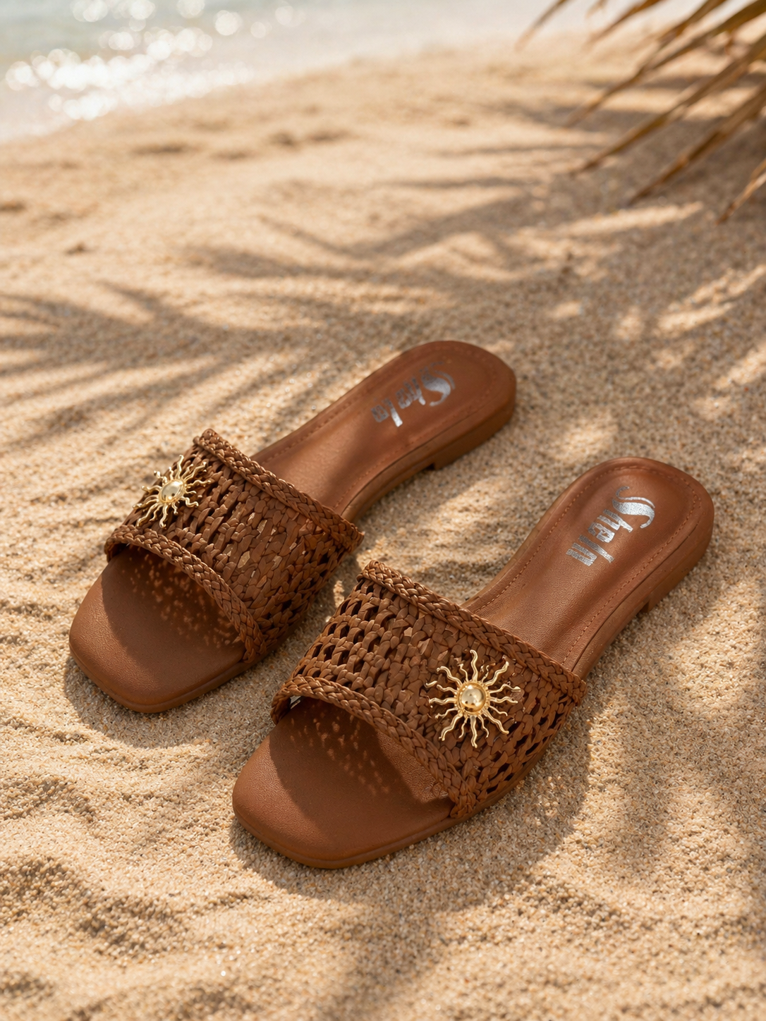 Golden Soleil Woven Sandals