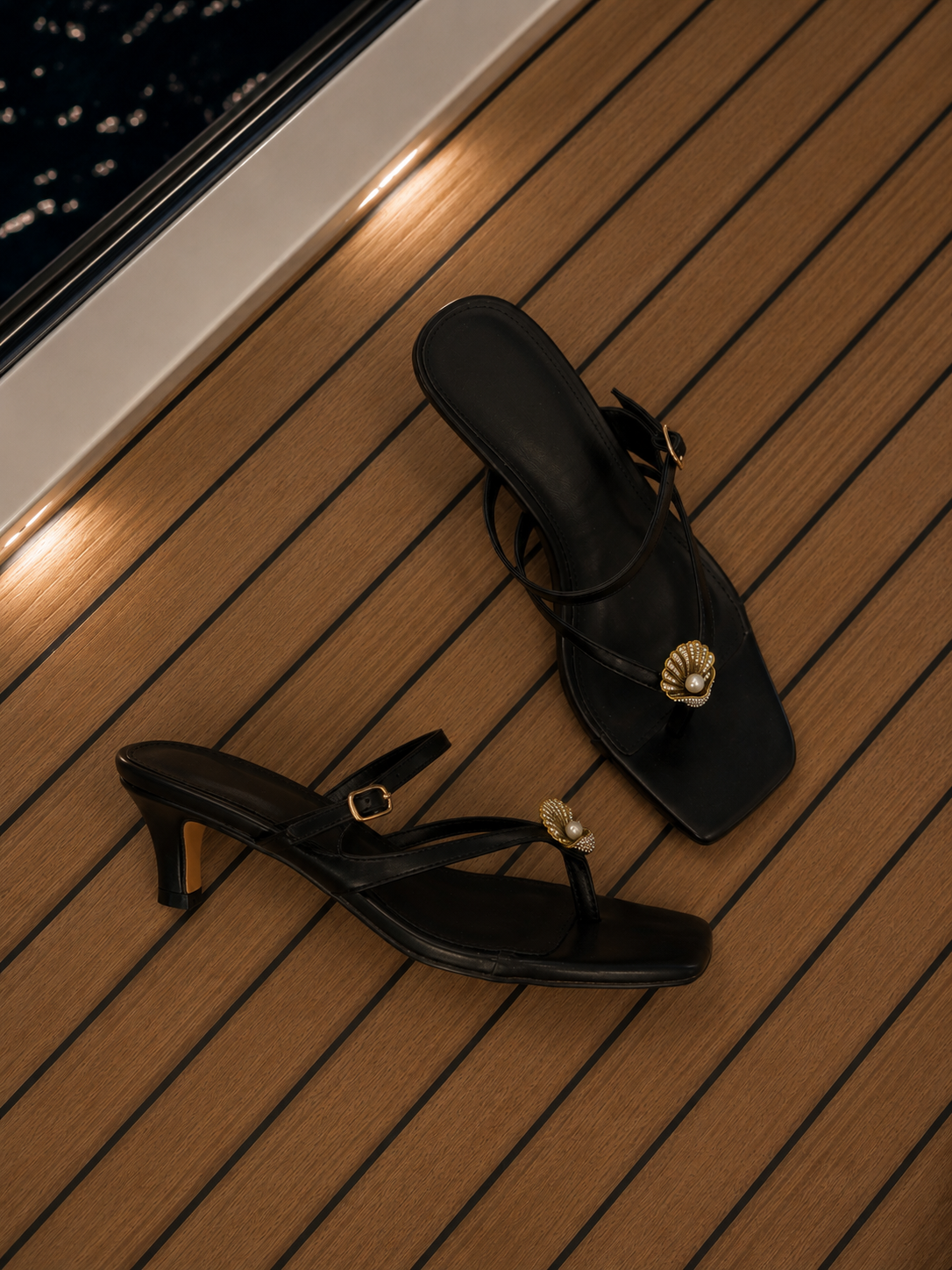 Midnight Conch Mini Heels
