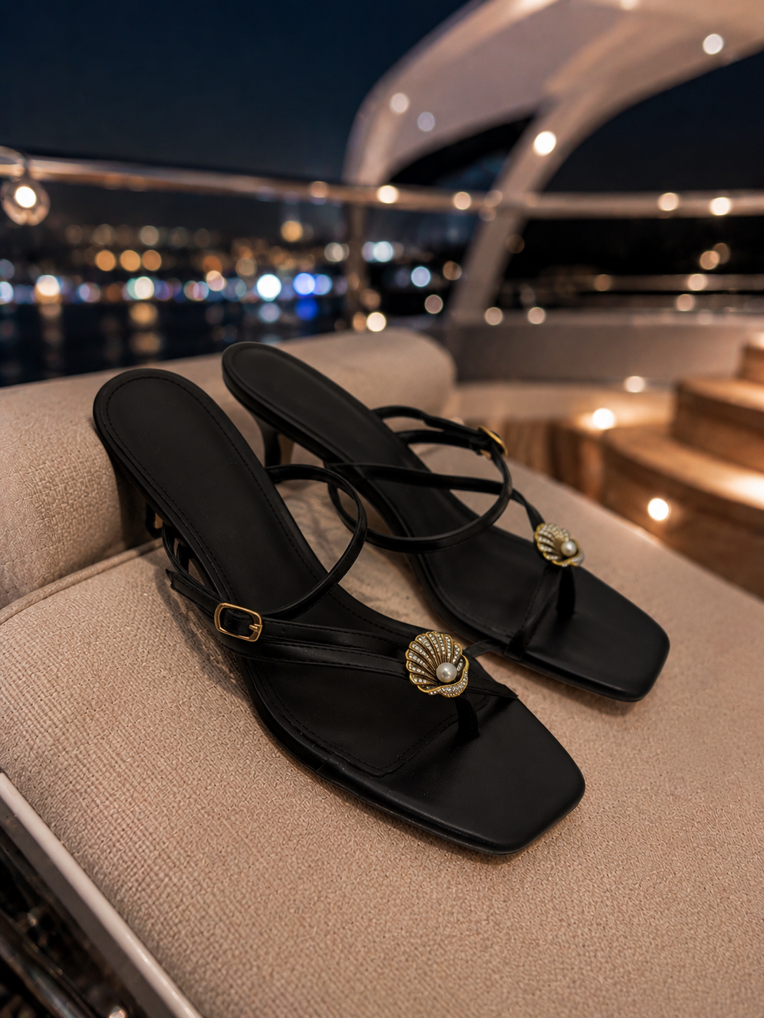 Midnight Conch Mini Heels