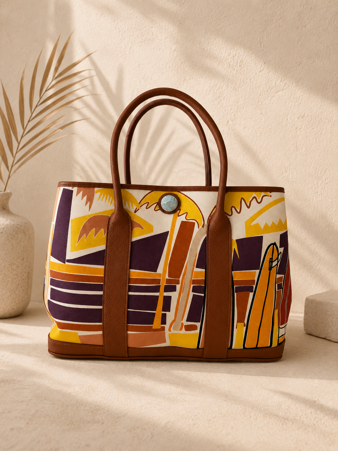 Sunset Riviera Canvas Tote