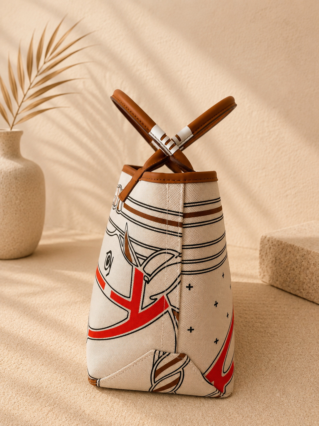 Heritage Print Structured Canvas Tote