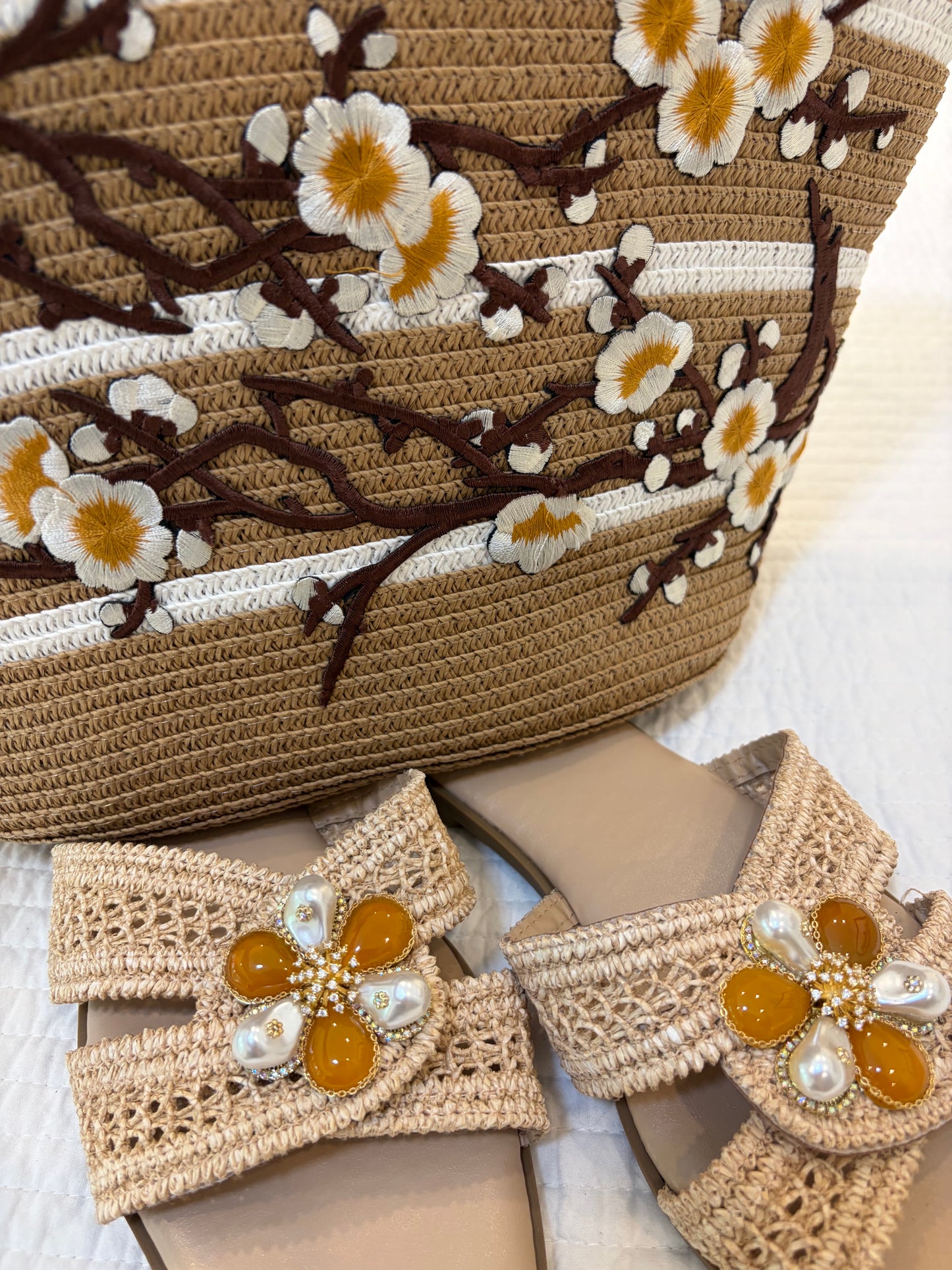 Amber Blossom Luxe Shoulder Tote
