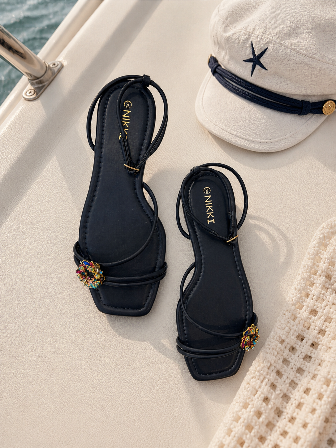 Midnight Jewel Strap Sandals
