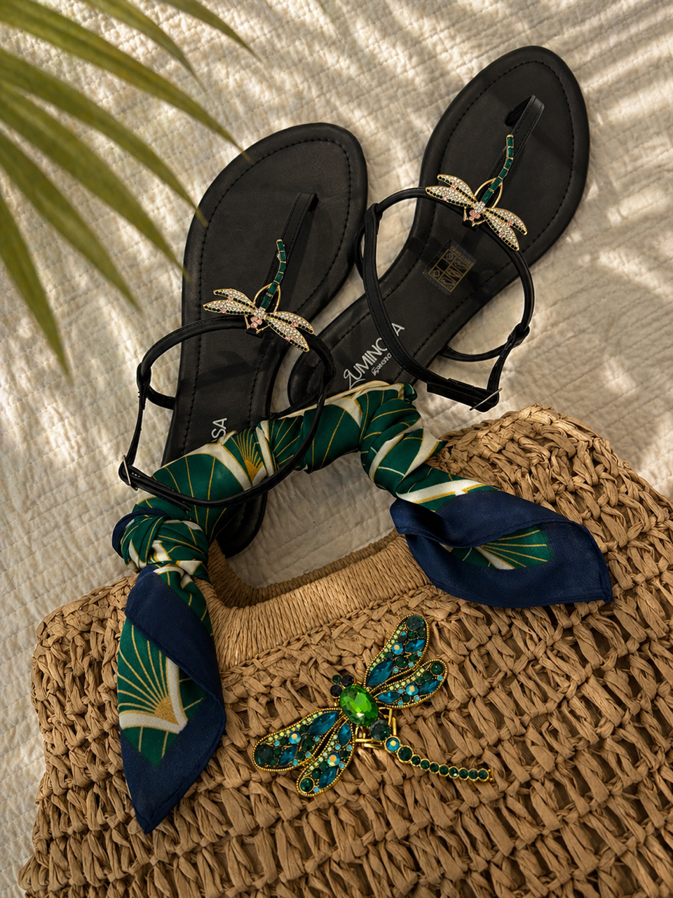 Dragonfly Jewel Sandals  - Emerald Edition