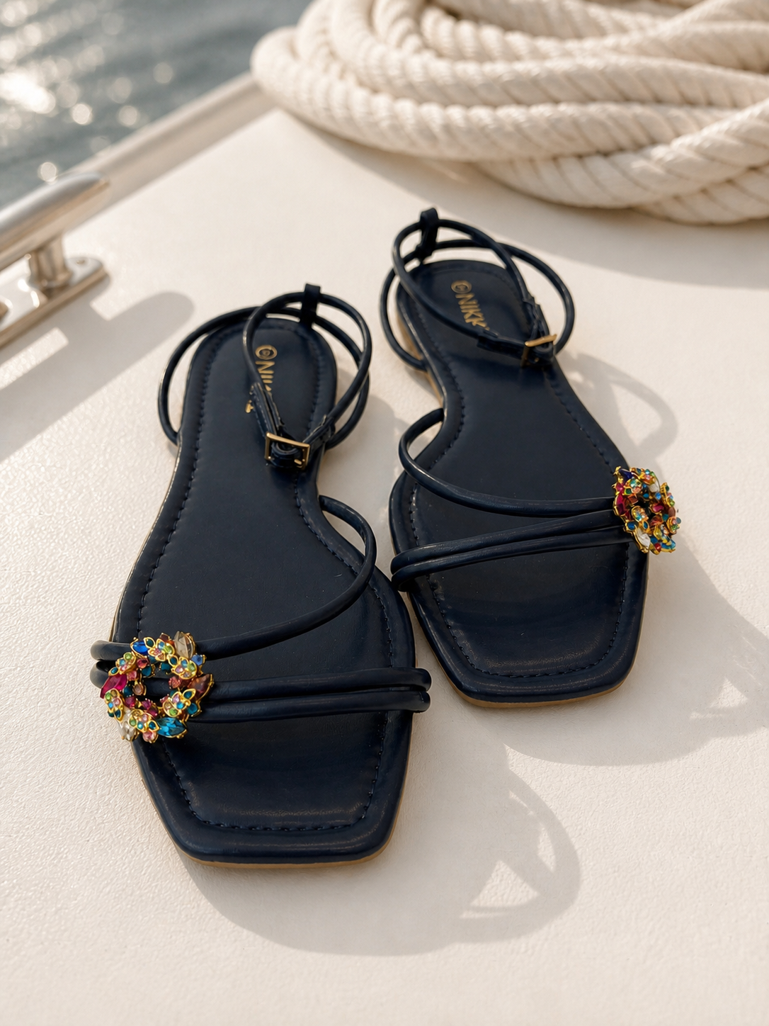 Midnight Jewel Strap Sandals