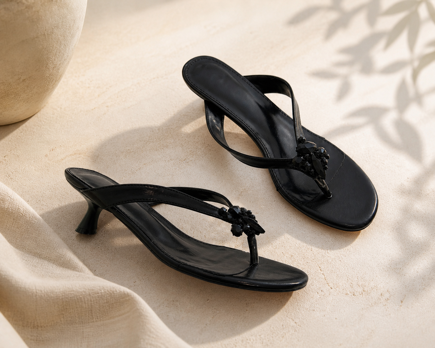 Obsidian Glam Mini Heels